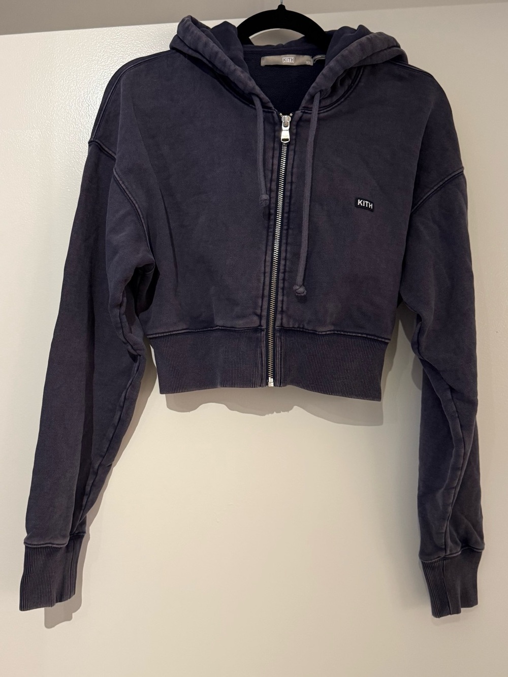 Kith Cropped Zipper Sweatshirt/ Hoodie in Faded Purple Size XS